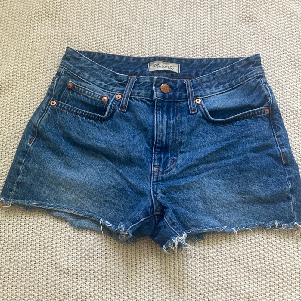 Madewell Blue Jean Shorts with Distressed Hem